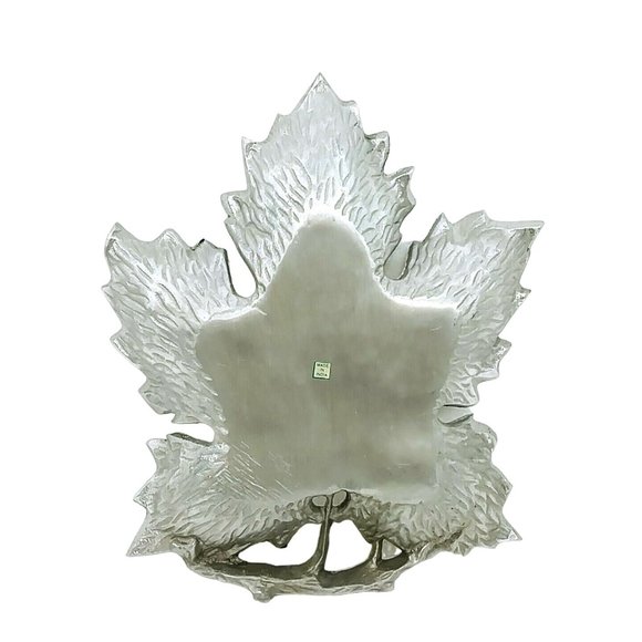 Grape Leaf Serving Dish Tray Cast Aluminum Collectible Metalware Made in India - Picture 6 of 9